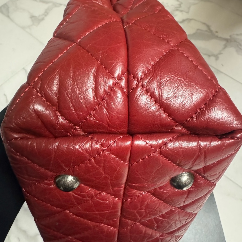 Chanel Red Quilted Chain Tote Shoulder Bag - Picture 5 of 16